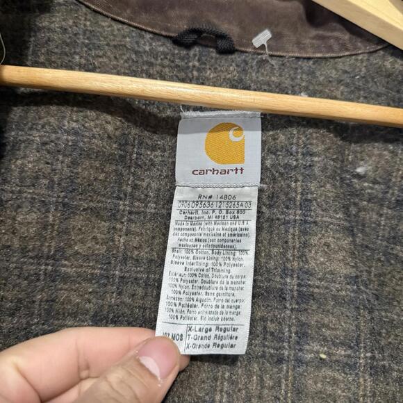 Vintage J97 Mos Carhartt Detroit Jacket Green Collar Blanket Lined XL Men - Picture 3 of 8